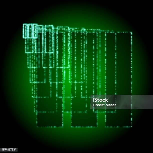 Three Vertical Rctangles Green Glowing Dot Background Of Three Vertical Rectangles In Seven ...