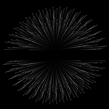 Expansion, particles expanding outwards. Divided in two parts giving copy space