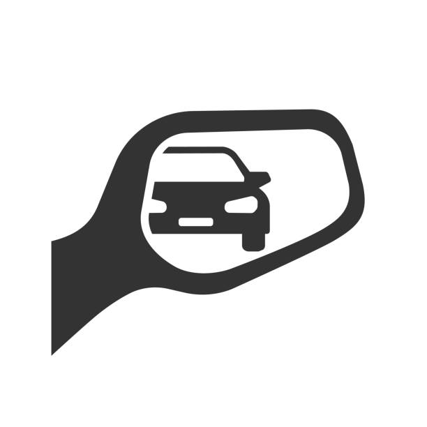 значок автомобильного зеркала в современном плоском стиле - mirror car rear view mirror road stock illustrations