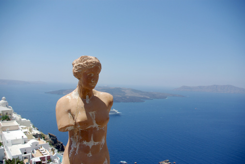 Venus statue with blue sea and Mountain background