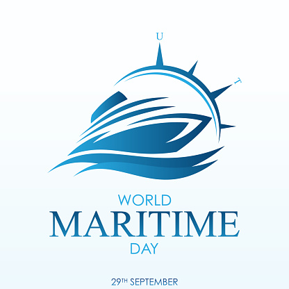 Holidays around the world of World Maritime Day template background with ship and compass. Vector illustration