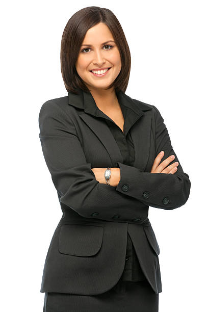 Confident Businesswoman On A White Background stock photo