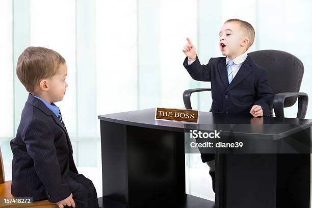 Scolded By The Boss Stock Photo - Download Image Now - Bossy, Manager, Child