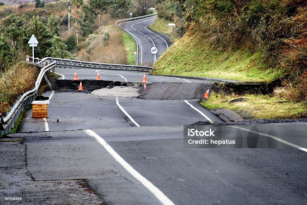 broken road highway destroyed by hurricane Earthquake Stock Photo