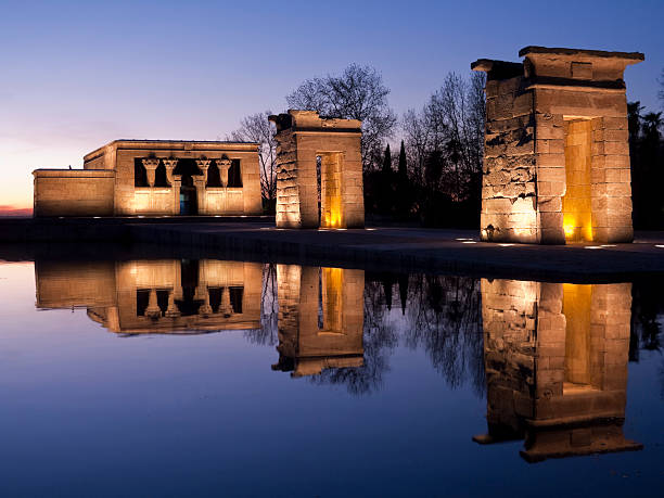 Temple of Debod at sunset stock photo