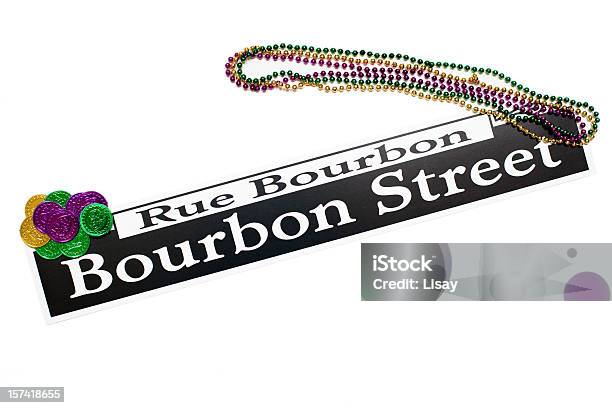 Bourbon St Mardi Gras Stock Photo - Download Image Now - Bourbon Street - New Orleans, Mardi Gras, Bead