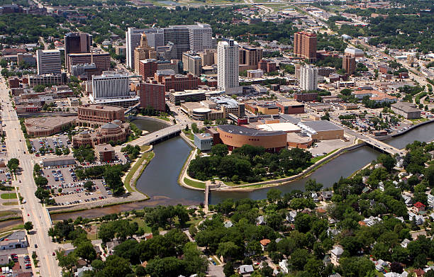 Rochester, MN - Aerial City View Aerial view of Rochester, Minnesota, USA. http://www.banksphotos.com/LightboxBanners/Aerial.jpg minnesota stock pictures, royalty-free photos & images