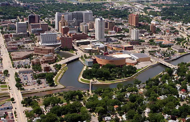 Aerial view of Rochester, Minnesota, USA. http://www.banksphotos.com/LightboxBanners/Aerial.jpg