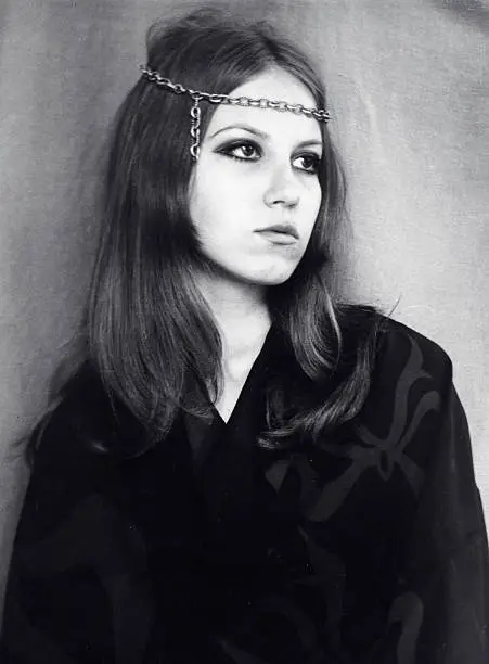 Photo of Young Woman in 1968,Black And White.