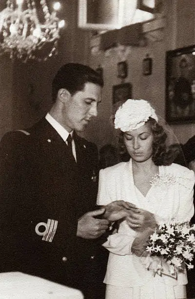Photo of Wedding in 1941.Black And White.