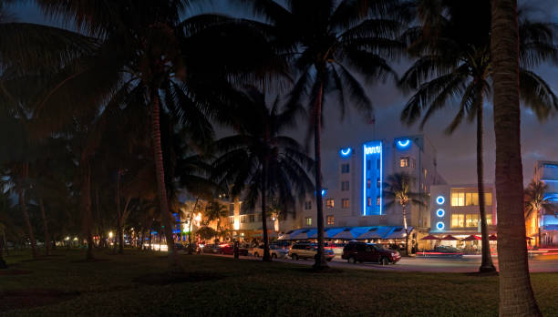 istock Miami Beach Art Deco hotels neon dusk Florida 157418827