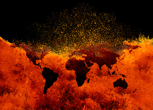 Digitally Generated Image of world map.