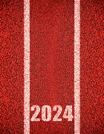 Running track with Number 2024 background