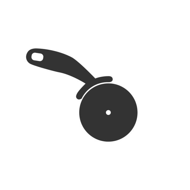Pizza cutter knife icon in modern flat style sign Pizza cutter knife icon in modern flat style sign pizza cutter stock illustrations