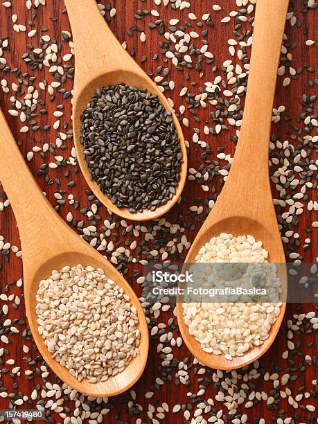 Sesame Seeds Types Stock Photo - Download Image Now - Sesame Seed, Black Color, Brown