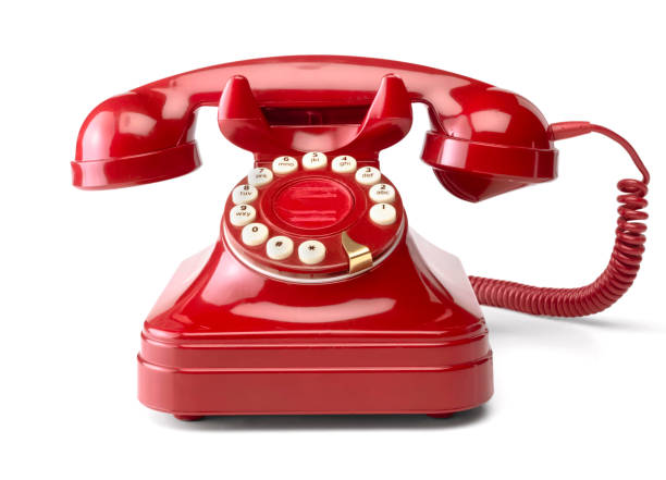 Red retro telephone stock photo