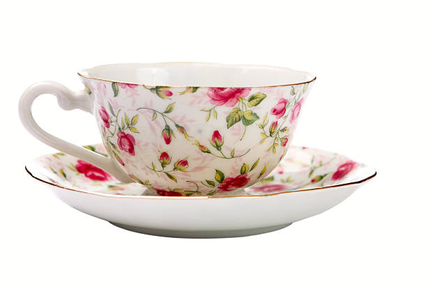 Antique Tea Cup Antique china tea cup isolated on white. tea cup and saucer stock pictures, royalty-free photos & images