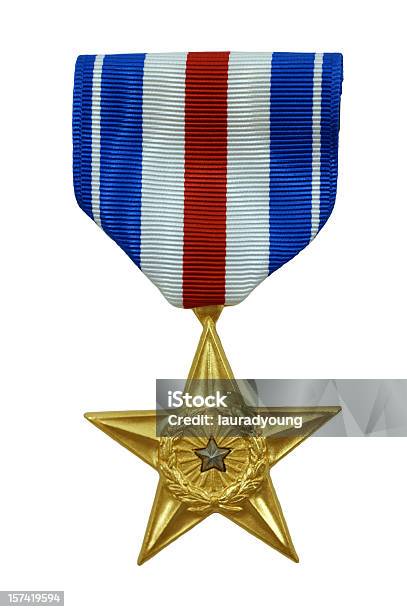 Серебристая Звезда Медаль — стоковые фотографии и другие картинки Медаль - Медаль, Военное дело, Форма звезды