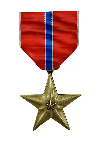 United States bronze star medal isolated on white with clipping path.