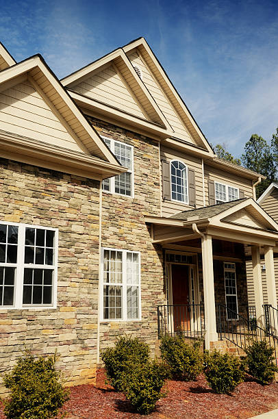 istock Home exterior of brick and stone 157419767