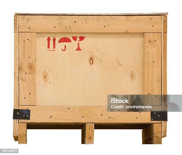 Wooden Packaging Crate On A Pallet With Clipping Path Stock Photo - Download Image Now