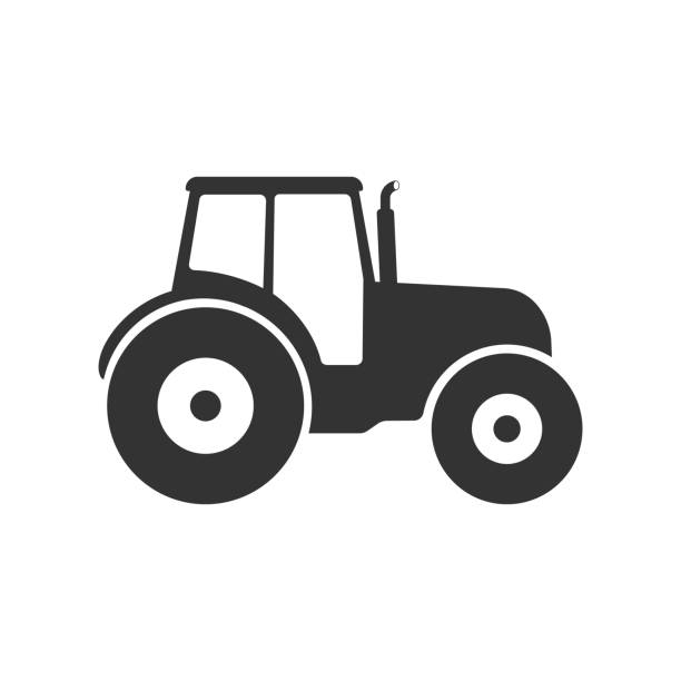 ilustraciones, imágenes clip art, dibujos animados e iconos de stock de icono de tractor, icono simple de agricultura en vector de signo de estilo plano moderno - tractor