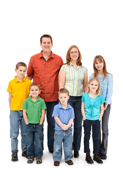 istock Family of Seven on White 157420321