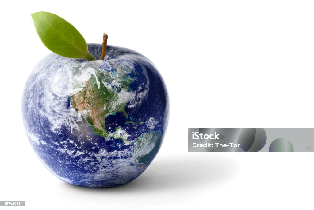 Apple Globe The Earth in shape of an apple. Globe - Navigational Equipment Stock Photo