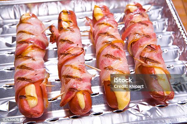 Grilled Frankfurter Stock Photo - Download Image Now - Sausage, Cheese, Bacon