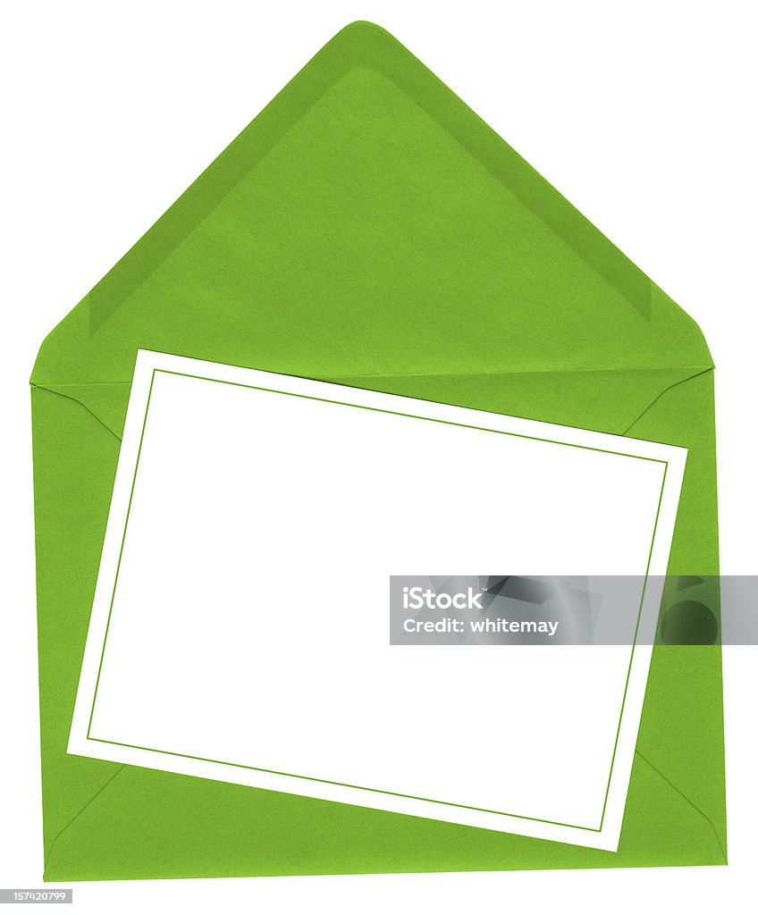 Vert vif enveloppe avec carte - Photo de Couleur verte libre de droits