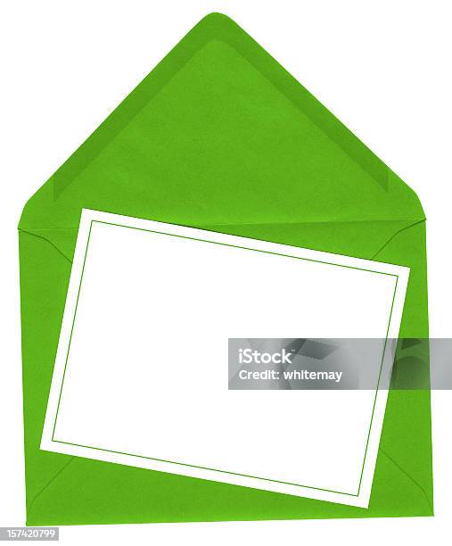 Photo libre de droit de Vert Vif Enveloppe Avec Carte banque d'images et plus d'images libres de droit de Couleur verte - Couleur verte, Enveloppe, Service postal