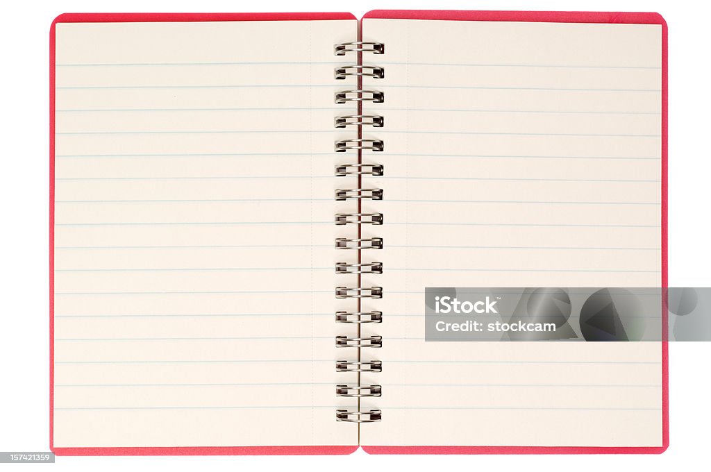 Blank isolated notebook pages Open notebook with lined paper Note Pad Stock Photo