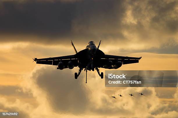 Fighter Jet Landing Stock Photo - Download Image Now - Fighter Plane, In Silhouette, Flying