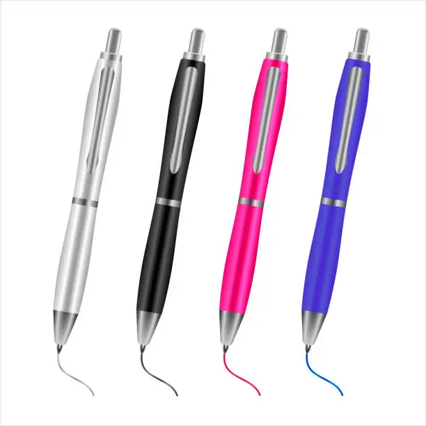 Vector illustration of Colored ballpoint pens