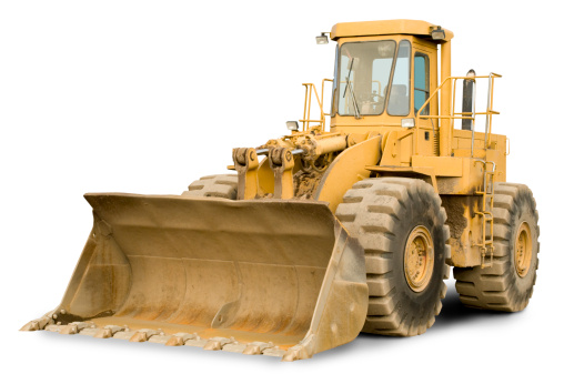 yellow heavy duty front end loader w clipping path. White background with drop shadow. Horizontal formathttp://www.garyalvis.com/images/buildingProjects.jpg