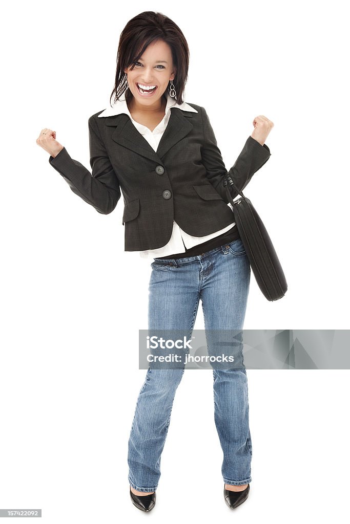 Entusiasta Donna in carriera in Jeans - Foto stock royalty-free di Abbigliamento casual