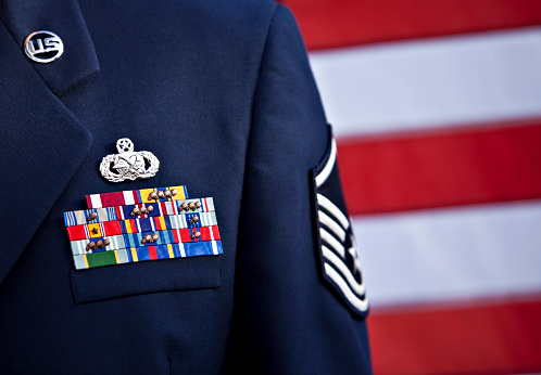 US soldier dressed in military blues. One in a series.