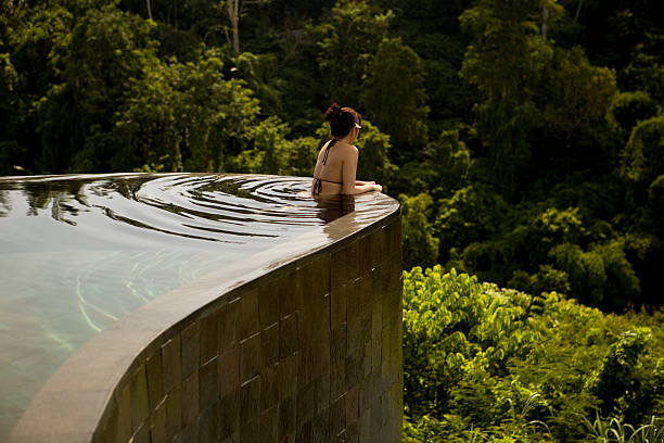 Infinity Pool Lookout in Ubud Bali stock photo