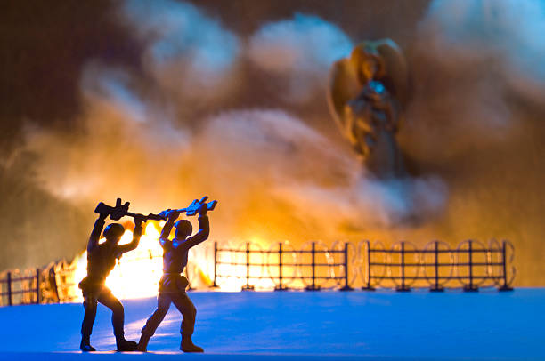image of toy soldiers over dark background