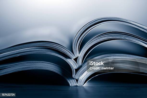 Opened Magazines Stock Photo - Download Image Now - Abstract, Blue, Color Image