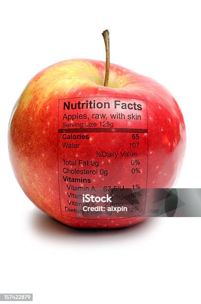 Apple With Nutriton Facts Stock Photo - Download Image Now - Apple - Fruit, Cholesterol, Clipping Path