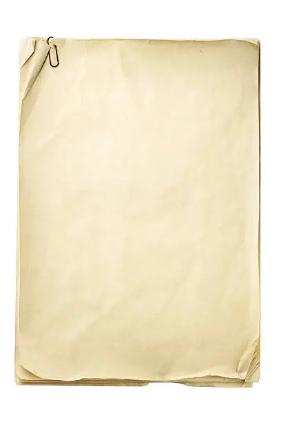 Photo of Blank crinkly beige paper with paper clip