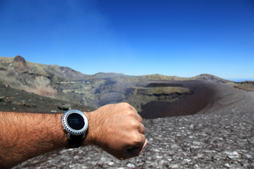 Arm showing altimeter of the Villarrica volcano 2786m