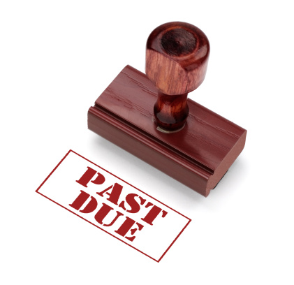 Rubber Stamp indicating payment is past due. Includes clipping path for stamp.