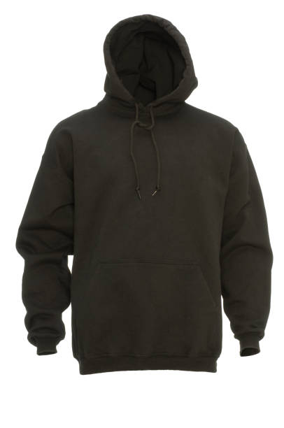 Black hooded blank sweatshirt front-isolated on white w/clipping path