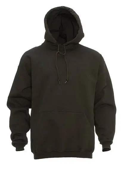 Front view of a hooded black sweat shirt with clipping path. 255 white background. Vertical format.http://www.garyalvis.com/images/thingsToWear.jpg