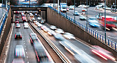 Urban motorway rush hour traffic in birmingham