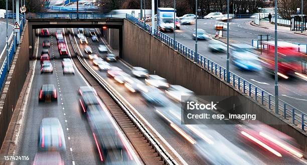 Urban Motorway Rush Hour Traffic In Birmingham Stock Photo - Download Image Now - Car, Traffic, UK