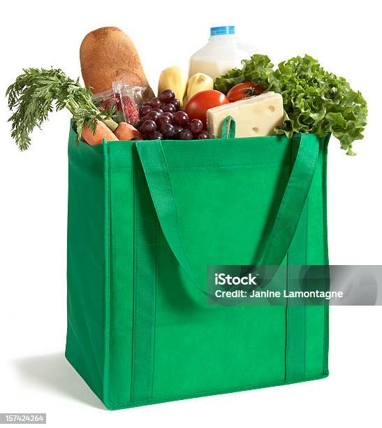 Closeup Of Reusable Grocery Bag Filled With Fresh Produce Stock Photo - Download Image Now