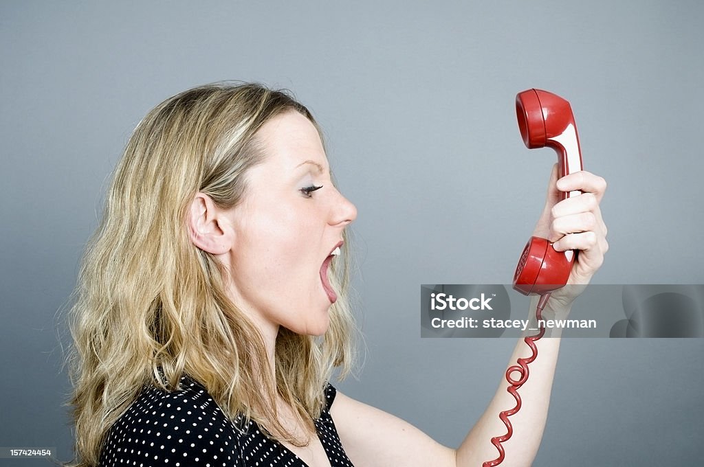 Screaming into Red, Vintage Telephone  Adult Stock Photo